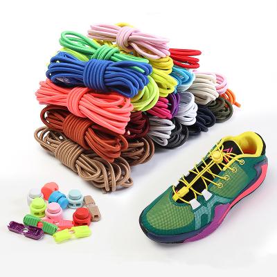 China Round Spring Lock No Tie Lace Around Spring Lock Elastic Plastic Laces Increasing Sports Shoe Accessories Lazy Laces for sale