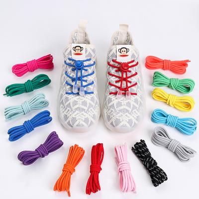 China New Fashion Round Flexible Rise Lazy Laces No Tie Shoe Laces Elastic Shoe Laces For Kids With Sneaker Laces for sale