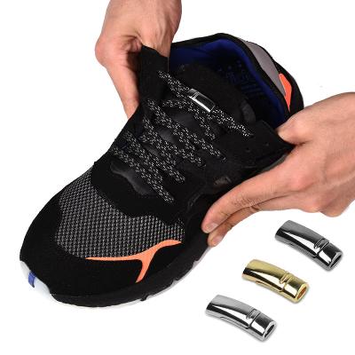 China Metal Flat Flexible Reflective Magnetic Laces 1 Second Lazy Lock No Link Shoe Laces Adult Unisex Kids Sneakers Laces for sale