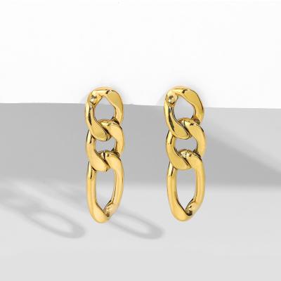 China Trendy Trendy Gold Plated Stainless Steel Link Chain Earrings Fashion Statement Link Chain Drop Earring Dangle Women for sale