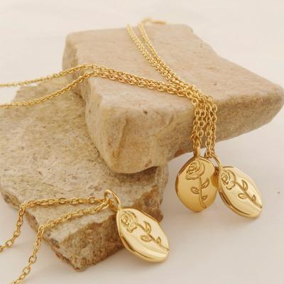 China FASHIONABLE Hot Selling 18K Gold Plated Stainless Steel Flower Jewelry Rose Flower Pendant Necklace for sale