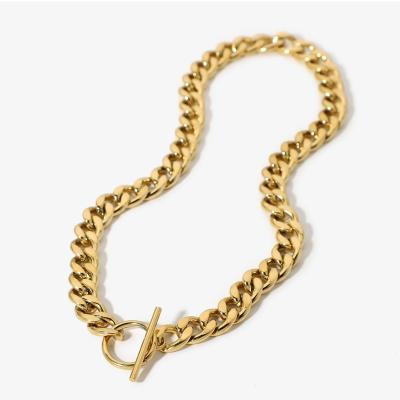 China Stainless Steel Jewelry Restrictor Chain Necklace Punk OT Trendy Choker Buckle Cuban Chain Necklaces For Women Men for sale