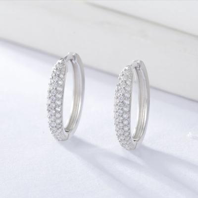 China Trendy Fashion 925 Sterling Silver Women Jewelry Gold Pave Cubic Zirconia Huggies Circle Earrings for sale