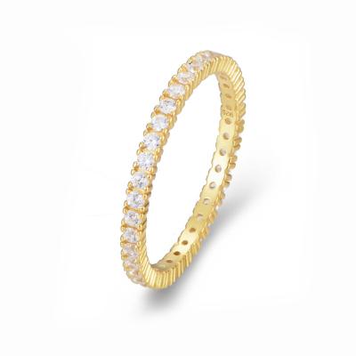 China TRENDY Design 925 Sterling Silver Gold Plated Pave CZ Diamond Eternity Ring Fashion Women Rings Jewelry for sale