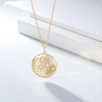 China Fashion Pendant Necklace Celestial Jewelry 925 Silver Coin TRENDY Moon Star Dangle for sale