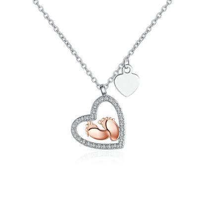 China TRENDY 925 Feet Sterling Silver Love Heart Baby Necklace Baby Pendant Gift for Mother's Day Gifts for sale