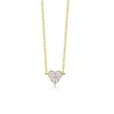 China Women's CLASSIC Tasty Jewelry 925 Sterling Silver 18k CZ Gold Plated Diamond Heart Shape Pendant Necklace for sale