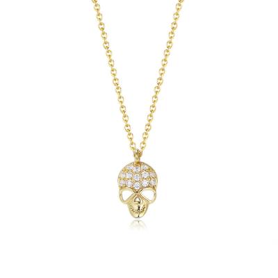 China TRENDY Minimalist Jewelry 18k Gold Plated 925 Crystal Skull Head Pendant Necklace Silver for sale