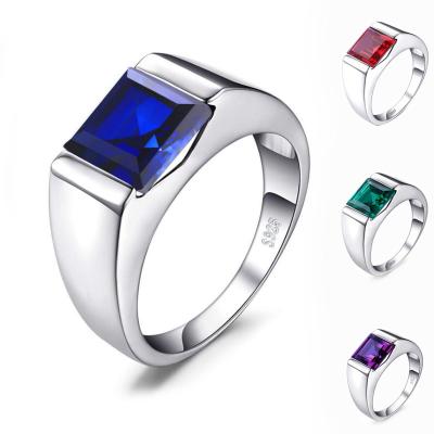 China CLASSIC fashion hot sale men's jewelry rings 925 Sterling Silver Ring Blue Sapphire engagement ring for sale