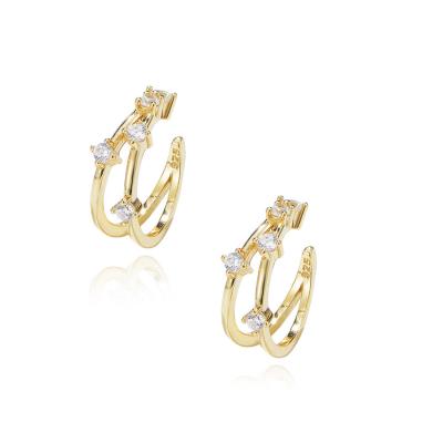 China Fashion Tasty Zircon Stud Earrings 925 Silver Simple Clip On Ear Cuff Earrings For Non Pierced Ears for sale