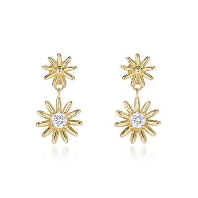 China Hot Sale 925 Sterling Silver Cz Daisy Flower Fashion TRENDY Dangle Earrings for sale