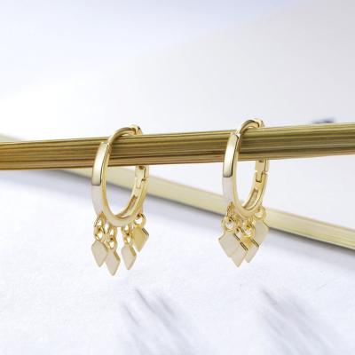 China Trendy Fashion 925 Sterling Silver Huggie Earrings Gold Plated Tassel Earrings For Women Jewelry for sale