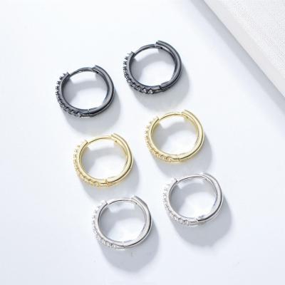 China FASHIONABLE Tasty Jewelry 925 Sterling Silver 18K CZ Gold Plated Cubic Zirconia Huggie Circle Earrings for sale