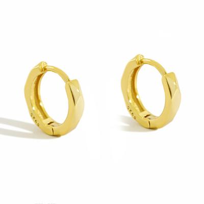 China TRENDY Fashion Simple Gold Plated 925 Sterling Silver Huggies Earrings Small Round Hoop Earrings for sale