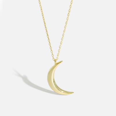 China FASHIONABLE Minimalist Tiny Tasty Horn Pendant Jewelry 18k Gold Plated 925 Sterling Silver Crescent Moon Pendant Necklace for sale