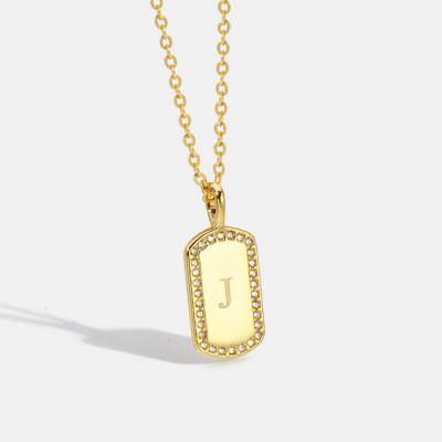 China New Trendy Fashion 18k Gold Plated Necklaces Simple CZ Diamond Square Initial Letter Necklace Jewelry for sale