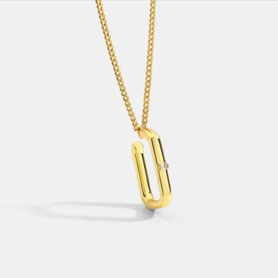 China TRENDY Fashion Gold Plated Brass Crystal Zircon Geometric Pendant Necklace For Women Jewelry for sale