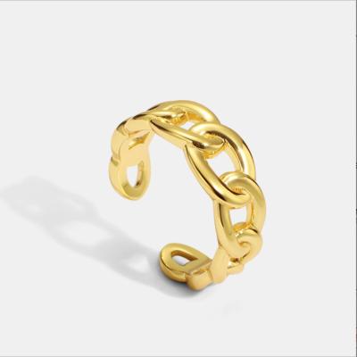 China FASHIONABLE Hip Hop Adjustable 18k Gold Plated Brass Jewelry Cuban Link Open Adjustable Chain Rings for sale