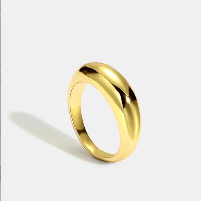 China TRENDY Minimalist Gold Plated Statement Chunky Smooth Dome Signet Jewelry Ring For Women for sale