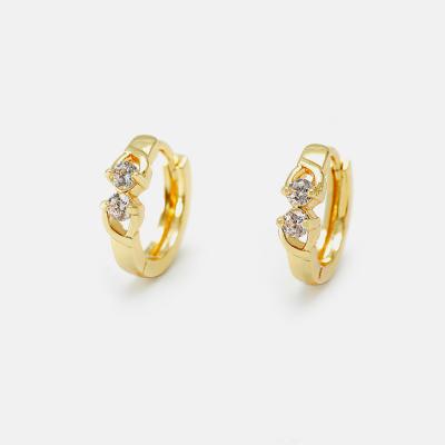 China TRENDY Minimalist Brass Jewelry Silver Gold Plated White Cubic Zircon Circle Huggie Hoop Earrings for sale