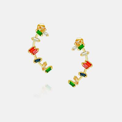 China Trendy Fashion Jewelry 18K Gold Plated Rainbow Zirconia Stud Earrings For Women 2021 for sale