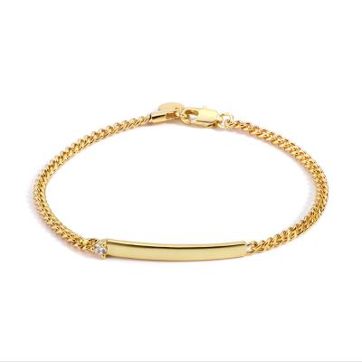 China FASHIONABLE Hot Selling CZ Diamond ID Tags Chain Bracelet Gold Plated Cuban Link Chain Bracelet Jewelry for sale