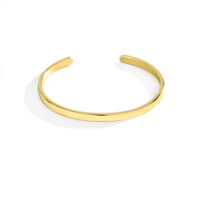 China New CLASSIC Fashion Women Gold Plated Simple Empty Bangle Bracelet Brass Cuff Bangle Jewelry for sale