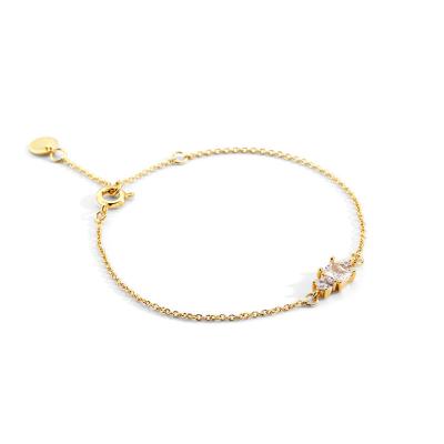 China CLASSIC Minimalist Fashion CZ Bracelet Jewelry Single Stone Copper 14k Gold Plated Wand CZ Bracelet for Women Gift for sale