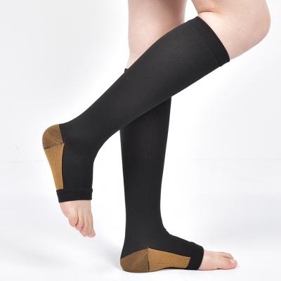 China Antibacterial Treatment Burn Toe Nylon Sport Compression Knee Socks Custom Made for sale