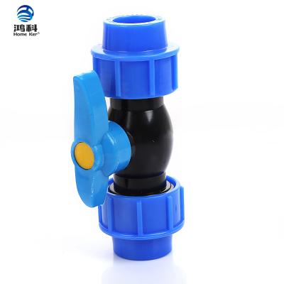 China Dubai Newest General Drawing Genuine High Quality Plastic Blue Handle PVC Union Union Double Ball Valve for sale