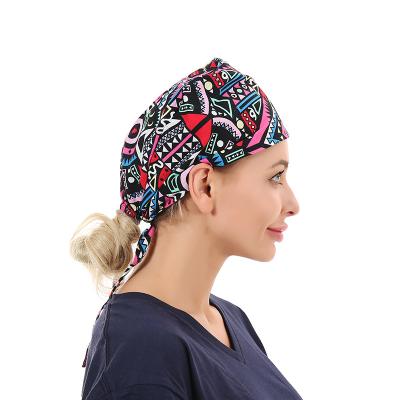 China Wholesale Unisex African Medical Pet Style Soft Inner Print Inner Headband Doctor Surgical Nurse Scrub Hat Cotton Headband Cotton Dental Operation Scrub Hat For Women Men for sale