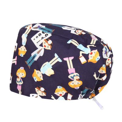 China 2021Wholesale Cotton Soft Headband Home Front Nursing Scrub Hat Cartoon Nurses Medical Surgical Hats Unisex Pet Operating Hospital Scrubs Hats For Doctor for sale