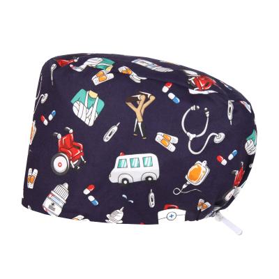 China Wholesale Cotton Inner Soft Headband Cartoon Medical Scrub Hat Doctor Doctors Surgical Hats Unisex Pet Hospital Operating Scrubs Hats For Women Men for sale