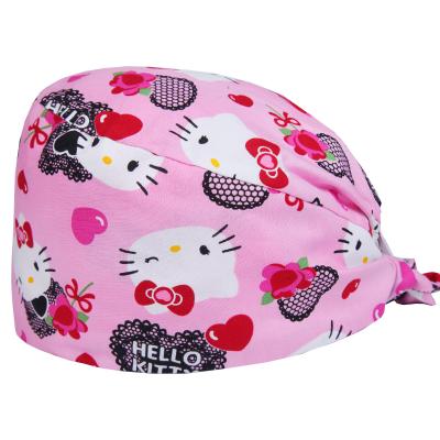 China Soft Inner Forehead Cotton Headband Cartoon Pattern Scrub Unisex Surgical Dentist Scrub Cap Caps Doctor Customized Medical Nurse Hat For Long Short Hair for sale