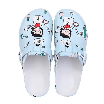 China Medical Laboratory EVA Shoes Hospital Men and Women Clogs Operating Room Sandals Slippers Printed Scrub Shoes Adjustable Buckle Cute Nurse Shoe for sale