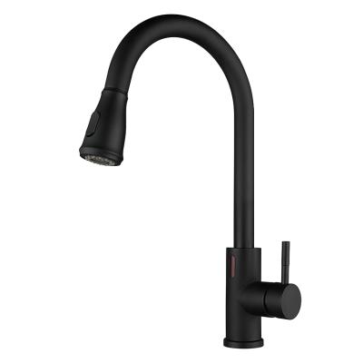 China Sense Faucets F03N33MB New Style Black Single Handle Kitchen Sink Faucets Pull Down Stainless Steel Faucet Sensor Kitchen Faucet for sale