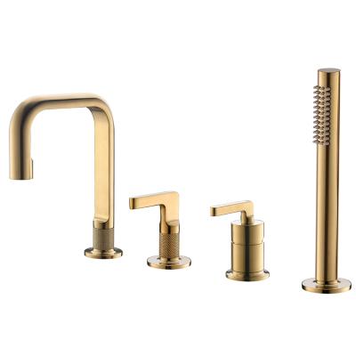 China F06S03JL Metered Bathroom Faucets High Quality Deck Mounted Four Hole Modern Bathtub Faucets Set for sale