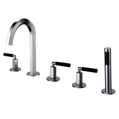 China Five Pcs Faucets F06S05CP Metered Luxury Bathtub Faucet Set Triple Handle Bathtub Faucets With Shower Handle Bathroom Set for sale