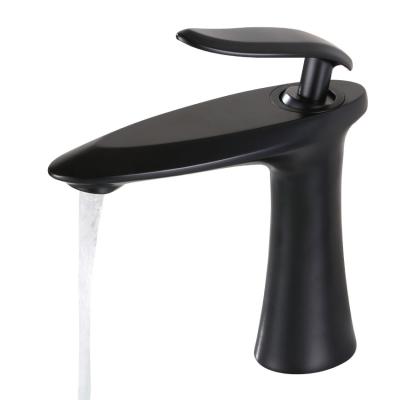 China Metered Faucets F01S12MBRTS High Quality Matte Black Hot Brass Bathroom Basin Faucet and Cold Single Hole Mixer Tap Faucet for sale