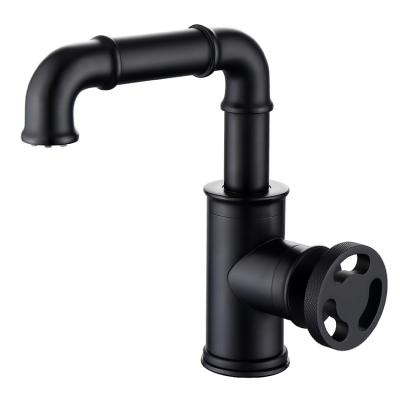 China F01S68MBRTS New Style Handle Bathroom Basin Faucets Brass Wheeled Black Baucet for sale