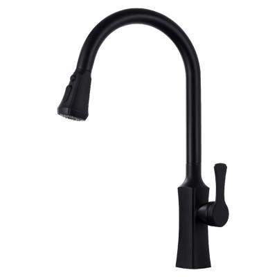 China F03S13MBRTS Modern Contemporary High Quality Pull Down Kitchen Faucet Black Water Mixer Tap Kitchen Sink Faucet for sale