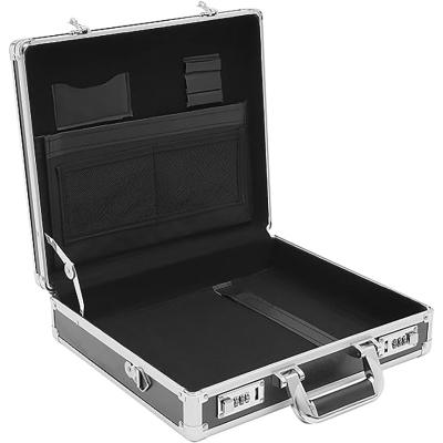 China Durable Lockable Briefcase Aluminum Hardside Attache Box Portable Hard Top Attache Case with Combination Lock for Men Women for sale