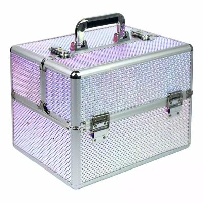 China Durable Portable Cosmetic Organizer Case Makeup Train Box Makeup Jewelry Organizer with 2 Removable Trays for sale