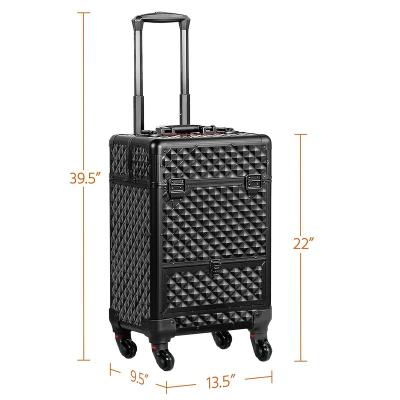 China Fashionable Durable Professional Beauty Salon Trolley With Drawer Lockable Portable Cosmetic Organizer Trolley Rolling Makeup Train Case for sale