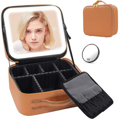 China Fashionable Goods Make Up Case With Mirror 3 Color Scheme Makeup Box Cosmetic Organizer Vanity Case For Women Beauty Tools Accessories Case for sale