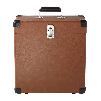 China Durable Transmission Company Case For 30+ Records Albums Leather Victrola Retro Portable Vintage Vinyl Records Storage Carrying Case for sale