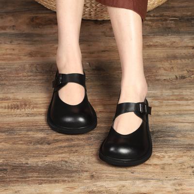 China Japanese Style Women's Lolita Platform Shoes Mary Jane Shoes Vintage Girls High Heel Flat Genuine Leather College Student Shoes for sale