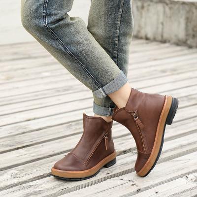 China Autumn and winter new women's round boots plus size British casual warm short ankle boots for sale