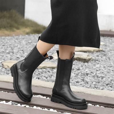 China Round Women Chunky Heel Ankle Boots Woman Shoes Autumn Brand Designer Chelsea Boots Female Platform Boots Fashion for sale