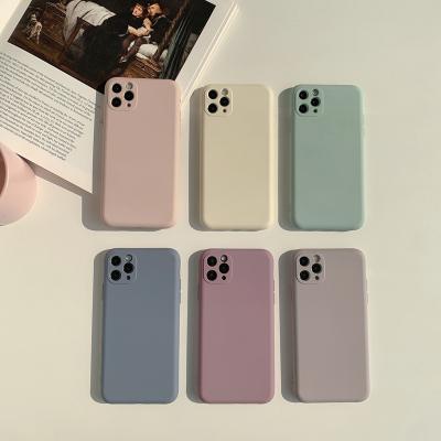 China New Custom Shockproof Solid Color Cell Phone Case For Apple iphone 11 pro logo 12 13 max logo original liquid silicone phone case cover for sale